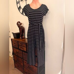 #118 Black and White Striped Jumpsuit
